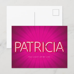 Patricia namn i ljusnande neon ljus vykort