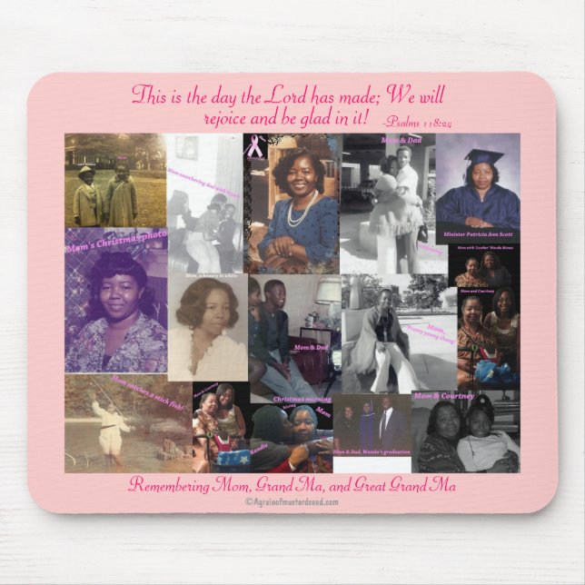 Patricias Agrainofmustardseed.com Rosa Mouse Pad Musmatta (Framsidan)
