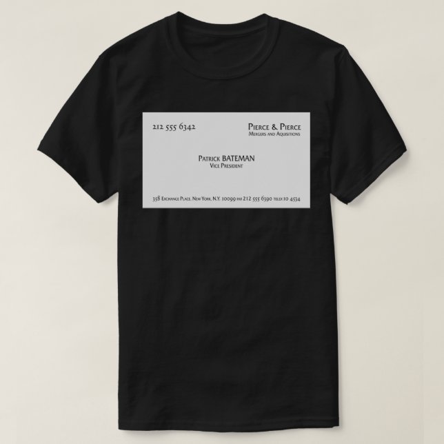 Patrick Bateman Affärskort Framed Art Skriv ut T Shirt (Design framsida)