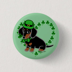 Patrick Day Dachshund Tecknad 3 Knapp