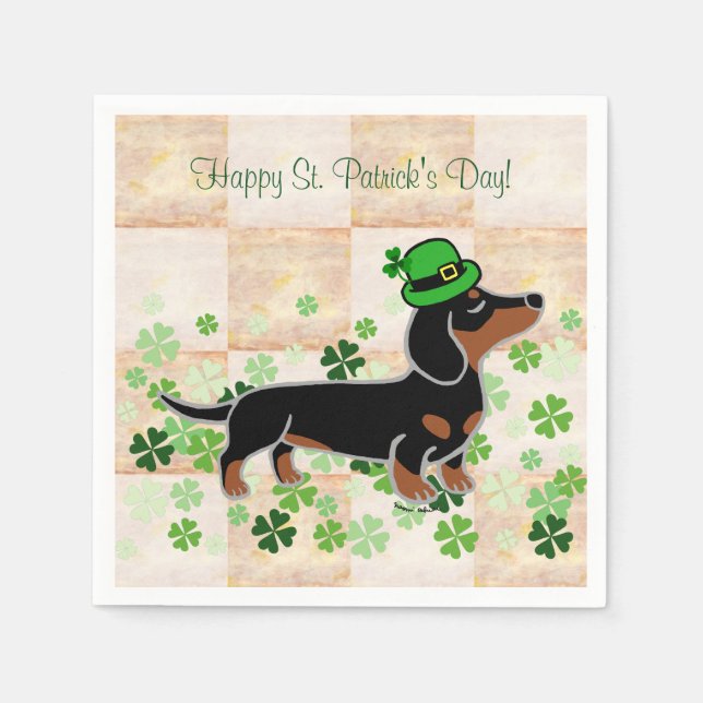 Patrick Day Dachshund Tecknad 5 Pappersservett (Framsidan)