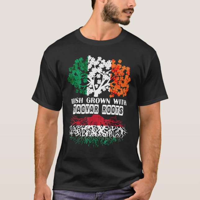 Patrick Day irish Ireland root Magyar Hungary Flag T Shirt (Framsida)