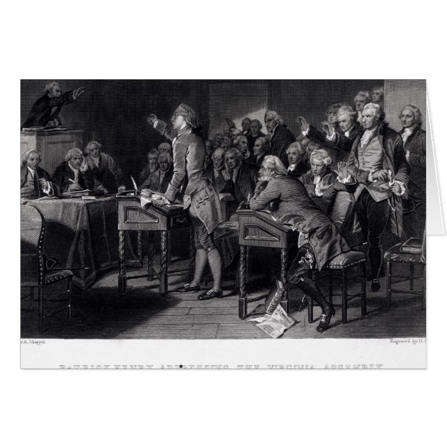 Patrick Henry adresserade Virginia Assembly Hälsningskort (Framsidan Horizontal)