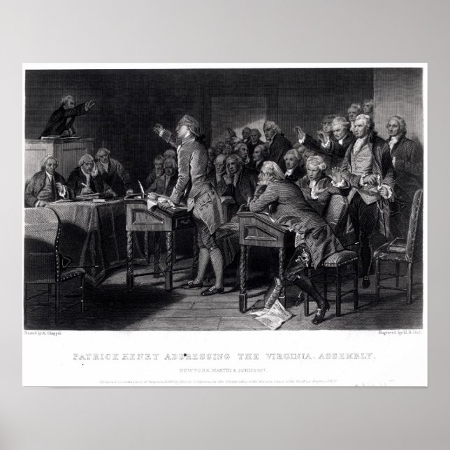 Patrick Henry adresserade Virginia Assembly Poster (Framsidan)