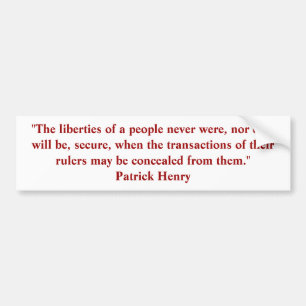 Patrick Henry citationsteckenbildekal Bildekal