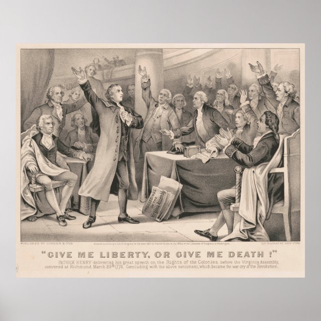 Patrick Henry Liberty eller Död Tal Illustration Poster (Framsidan)