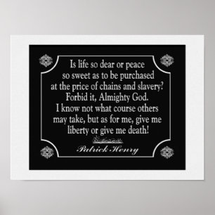 Patrick Henry Tal Quote - konsttryck Poster