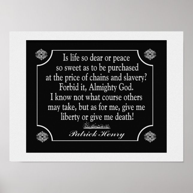 Patrick Henry Tal Quote - konsttryck Poster (Framsidan)