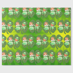 Patrick Leprechaunss Shamrocks Wrapping Papper Presentpapper