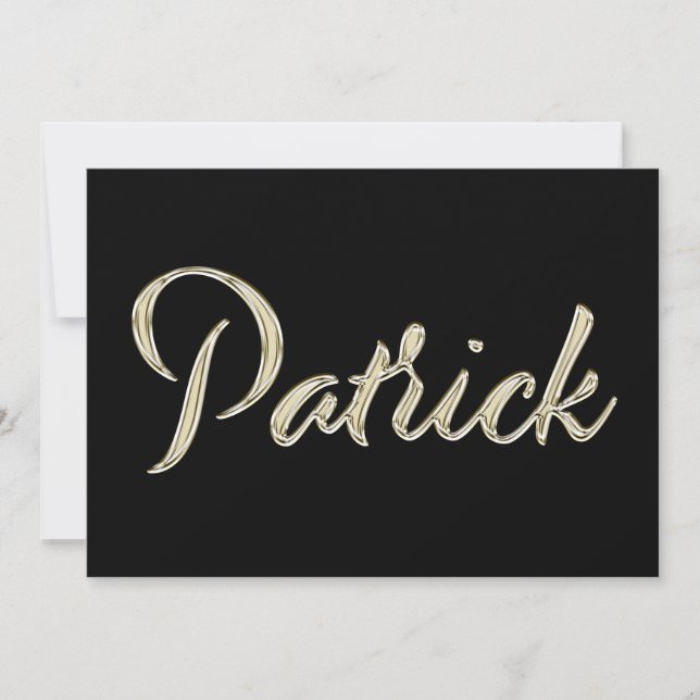 Patrick Name white gold Handwriting Karte Kort (Framsida)