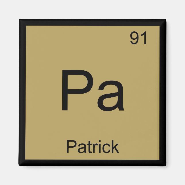 Patrick Namn Chemistry Inslag Periodic Bord Magnet (Framsidan)