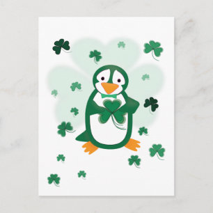 Patrick Penguin St. Patrick's Day Postcard Vykort