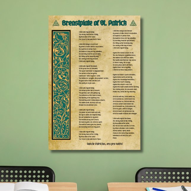 Patrick Prayer Poster (Breastplate of St. Patrick prayer poster for use in home and classroom.)