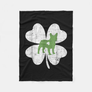 Patricks Day Boston Terrier Dog Lover Shamrock Fleecefilt