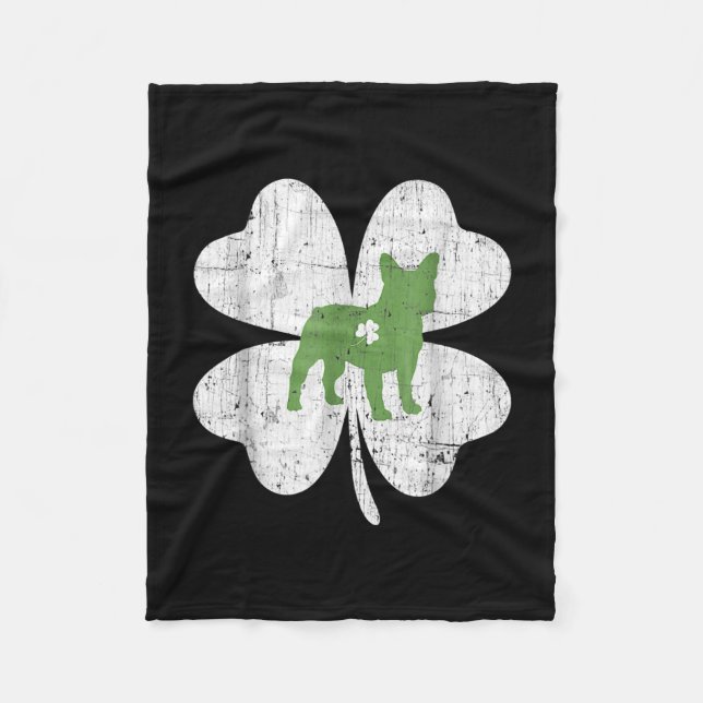 Patricks Day Boston Terrier Dog Lover Shamrock Fleecefilt (Framsidan)