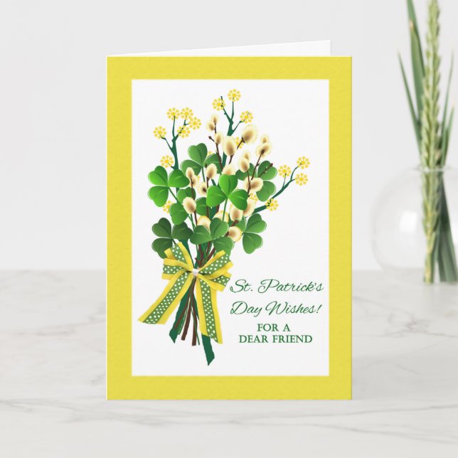 Patrick's Day for Friend with Shamrock Bouquet Kort (Framsida)