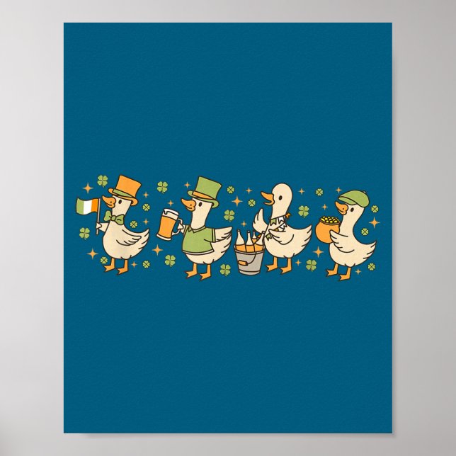 Patricks Day,funny Goose, Shamrock, Beer Gift Tee  Poster (Framsidan)