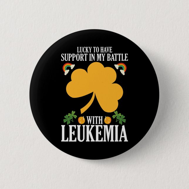 Patricks Day Fyrklöver Leukemia Awareness M Knapp (Framsida)