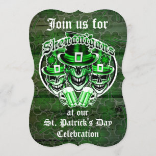 Patrick's Day Leprechaun-Döskallar: Shenaniganer Inbjudningar