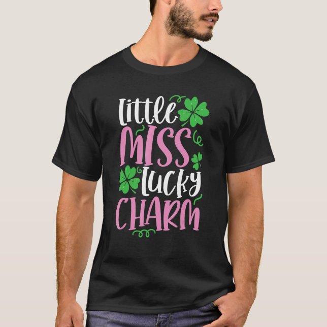Patrick's Day Little Miss Lucky Charm T Shirt (Framsida)