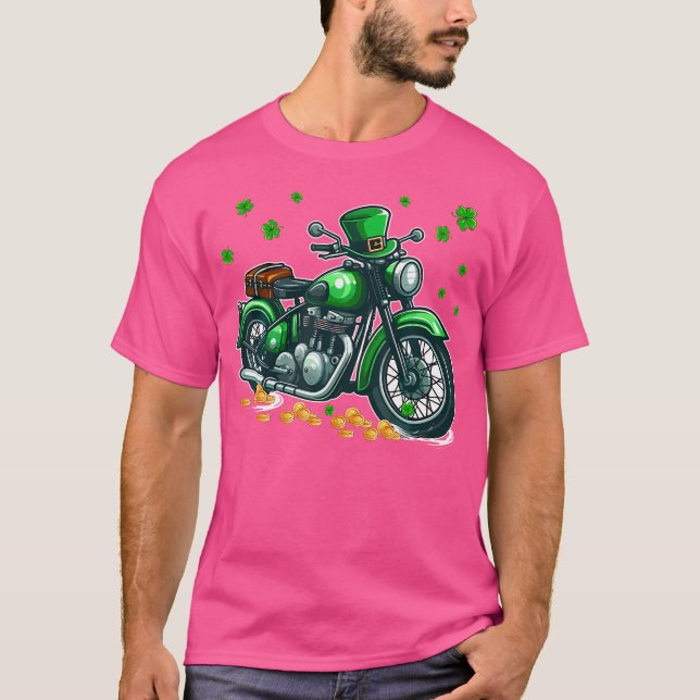 Patrick's Day Motorcycle Shamrocks Lucky Patrick'S T Shirt (Framsida)