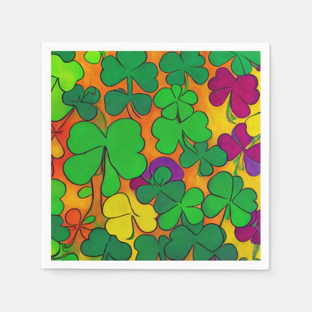 Patrick's Day Napkins med schamprocks Pappersservett (Framsidan)