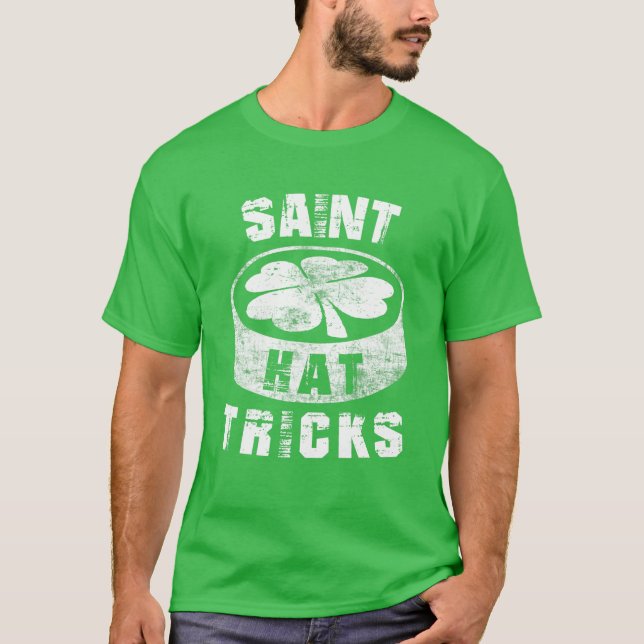 Patricks Day Saint Hat Tricks Hockey Shamrock Kids T Shirt (Framsida)