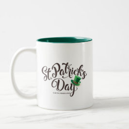Patrick's Day Typography. Leprechaun Hat. Två-Tonad Mugg
