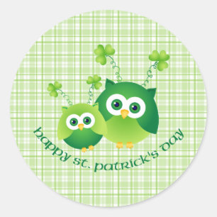 Patrick's Day Uggla Tees, Gifts Runt Klistermärke