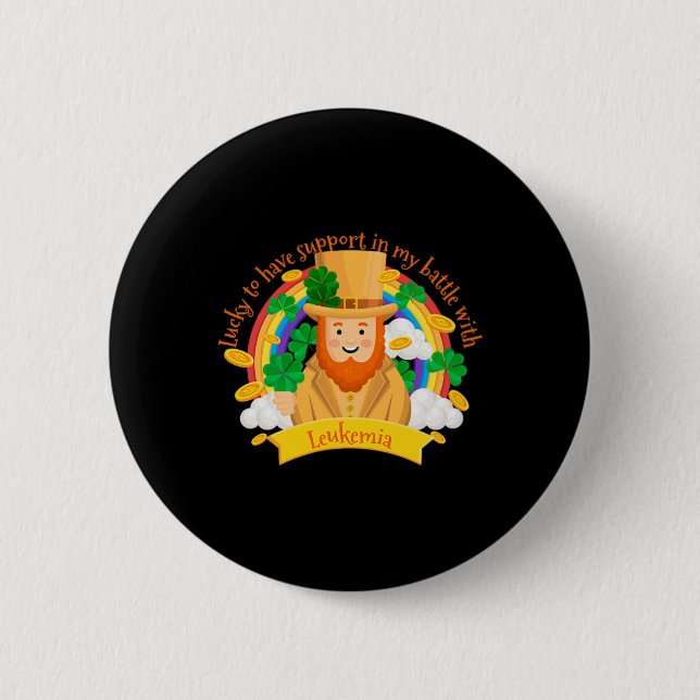 Patricks Fyrklövra Leprechaun Leukemia Awar Knapp (Framsida)