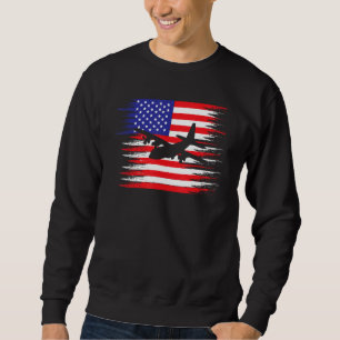 Patrioctic C-130 Hercules Airplan Shirt USA Airpl Lång Ärmad Tröja