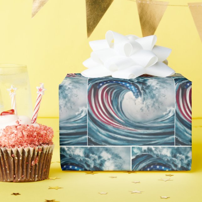 Patrioitc Flagga Wave Presentpapper (Födelsedagsfest)