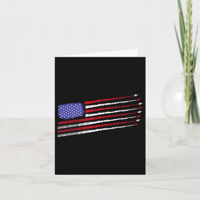 Patriot 4 juli stridsflygplan Usa Flagga Ki Kort (Framsida)