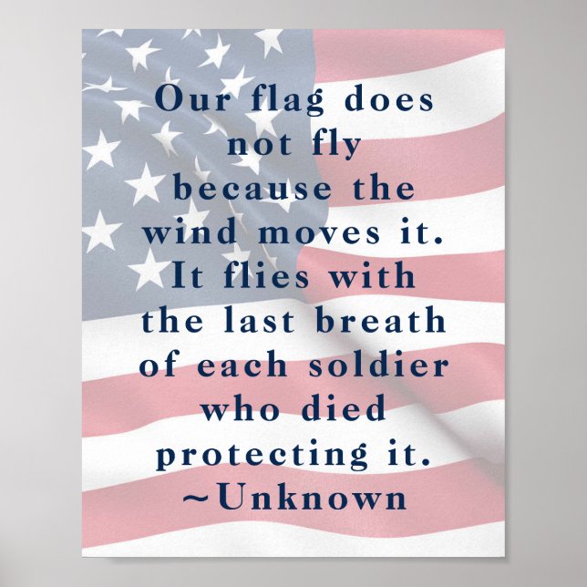 Patriot American Flagga Freedom Soldier Quote Poster (Framsidan)