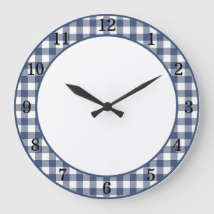 Patriot Blå Gingham Farmhouse Kök Väggur