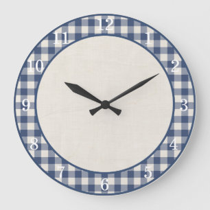 Patriot Blå Gingham Farmhouse Kök Väggur