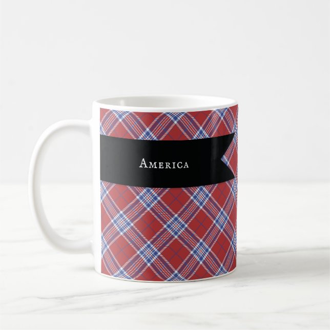 Patriot Color Plaid Patriotisk Tekopp Kaffemugg (Vänster)