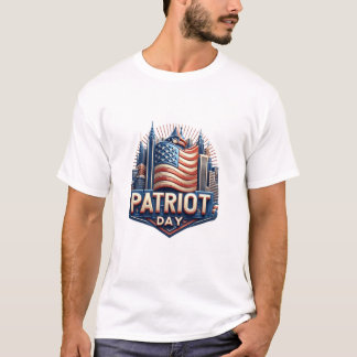 Patriot Day Amerikansk Flagga Silhuett T Shirt