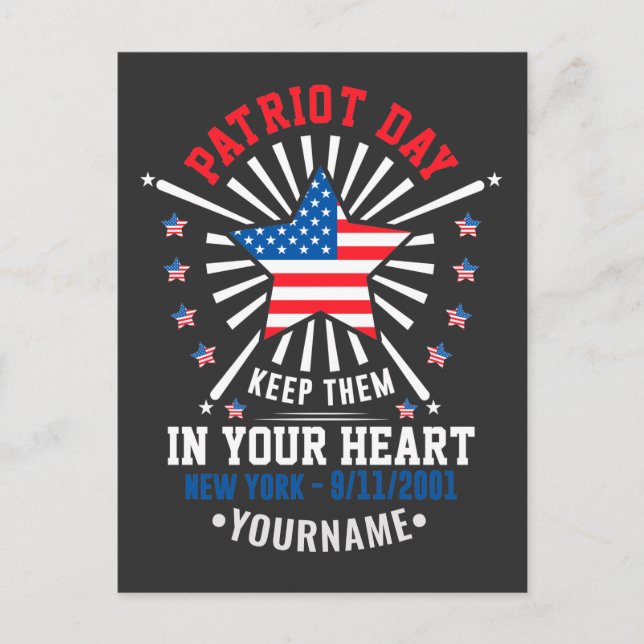 Patriot Day Glöm Aldrig 11 September 2001 Vykort (Framsida)