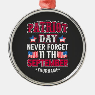 Patriot Day Glöm aldrig 9 11 Julgransprydnad Metall