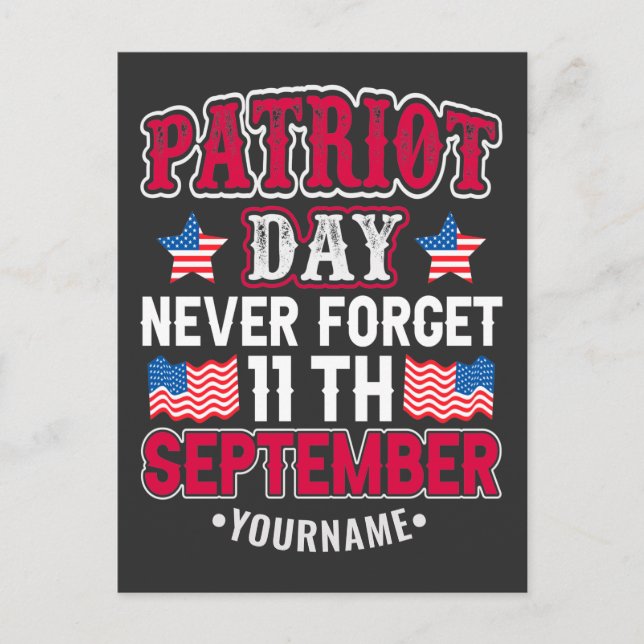 Patriot Day Never Forget 9 11 Vykort (Framsida)