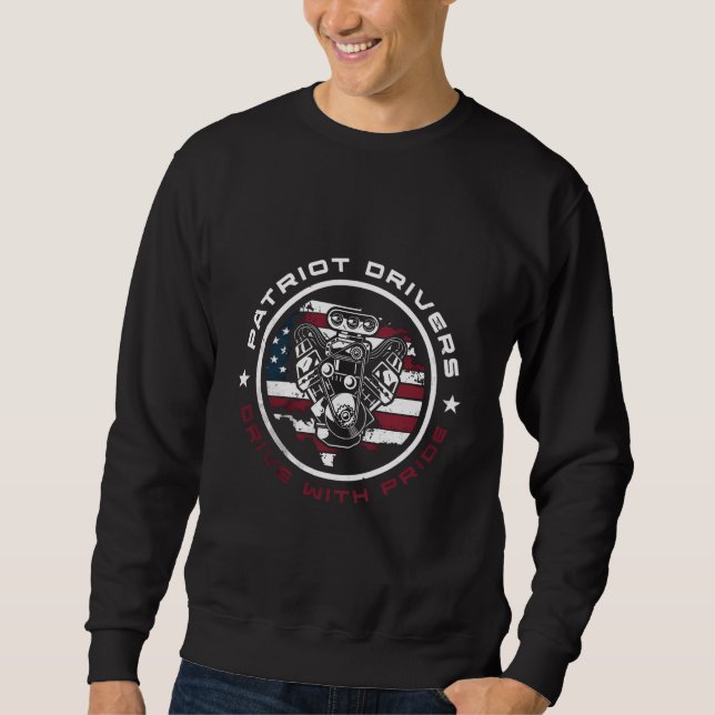 Patriot Drivers T-Shirt - Amerikanskt Pride med fe Lång Ärmad Tröja (Framsida)