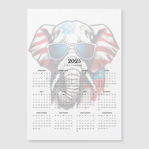 Patriot Elephant Rött vitt blått Magnetic Calendar
