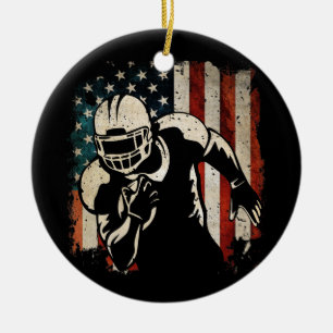 Patriot Football 4 juli Amerikanska Flagga Julgransprydnad Keramik