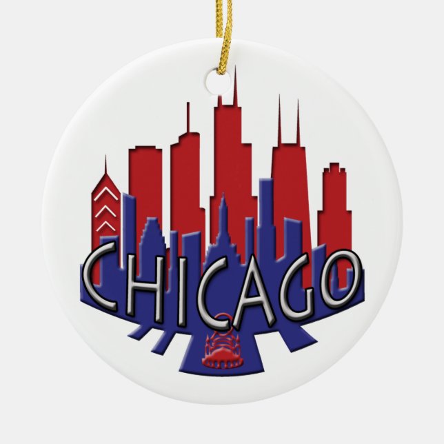 Patriot för Chicago horisontnewwave Julgransprydnad Keramik (Framsidan)