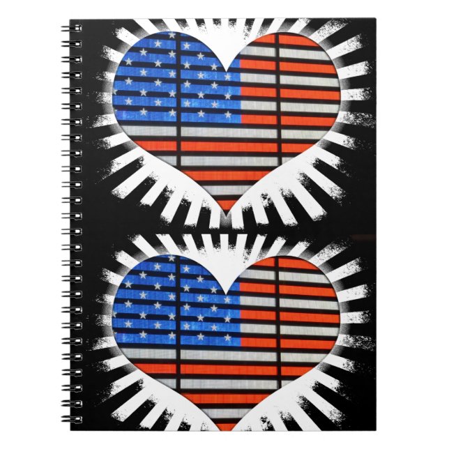 Patriot Heart American Flagga Anteckningsbok Med Spiral (Framsidan)