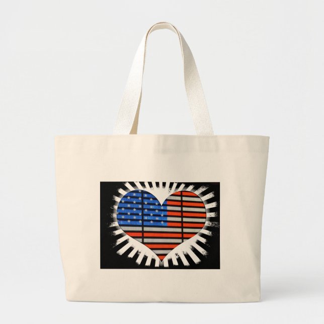 Patriot Heart American Flagga Jumbo Tygkasse (Framsidan)