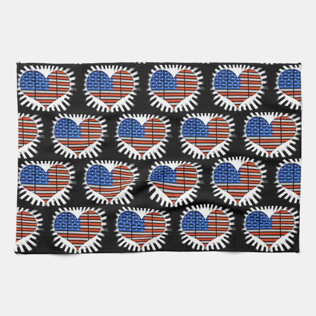 Patriot Heart American Flagga Kitchen Towel Kökshandduk (Horisontell)