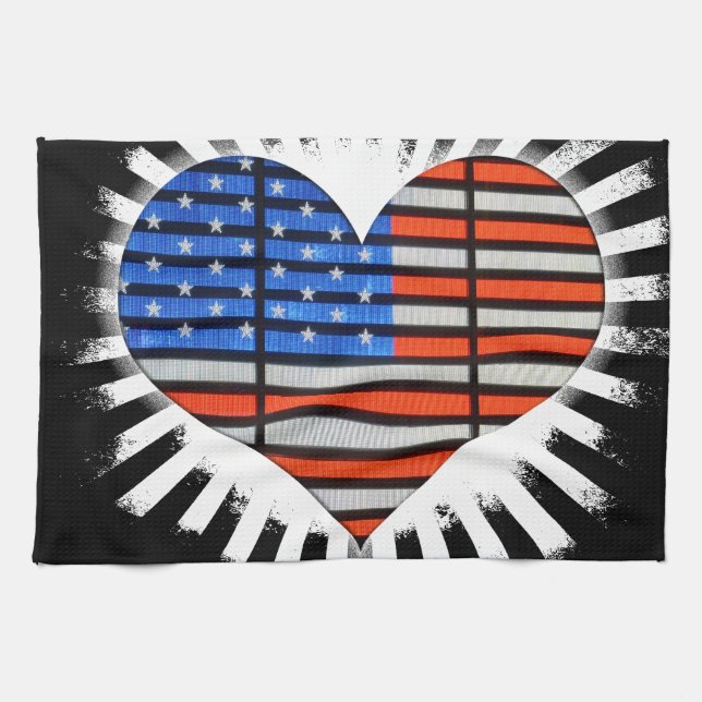 Patriot Heart American Flagga Kökshandduk (Horisontell)