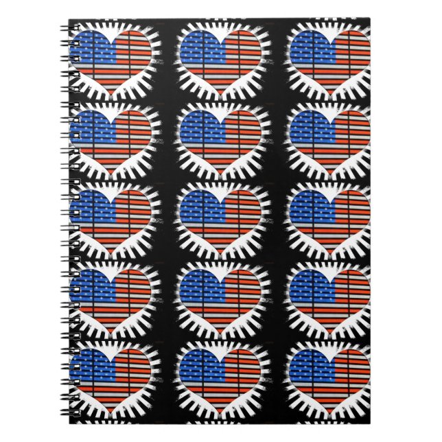 Patriot Heart American Flagga Notebook Anteckningsbok (Framsidan)